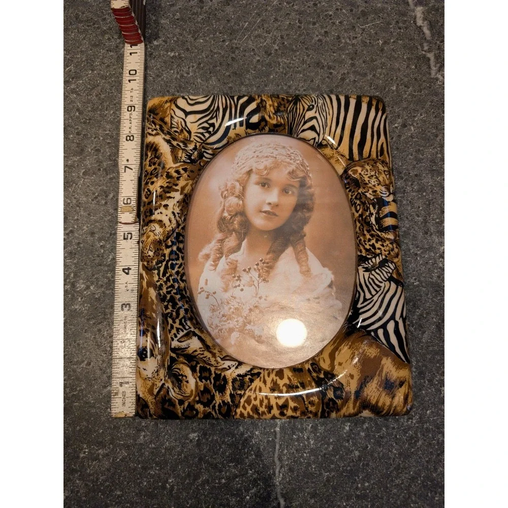 Safari Animal Zebra Leopard Ceramic‎ 7x9 Rectangle Frame Oval Center 4x6